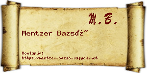 Mentzer Bazsó névjegykártya